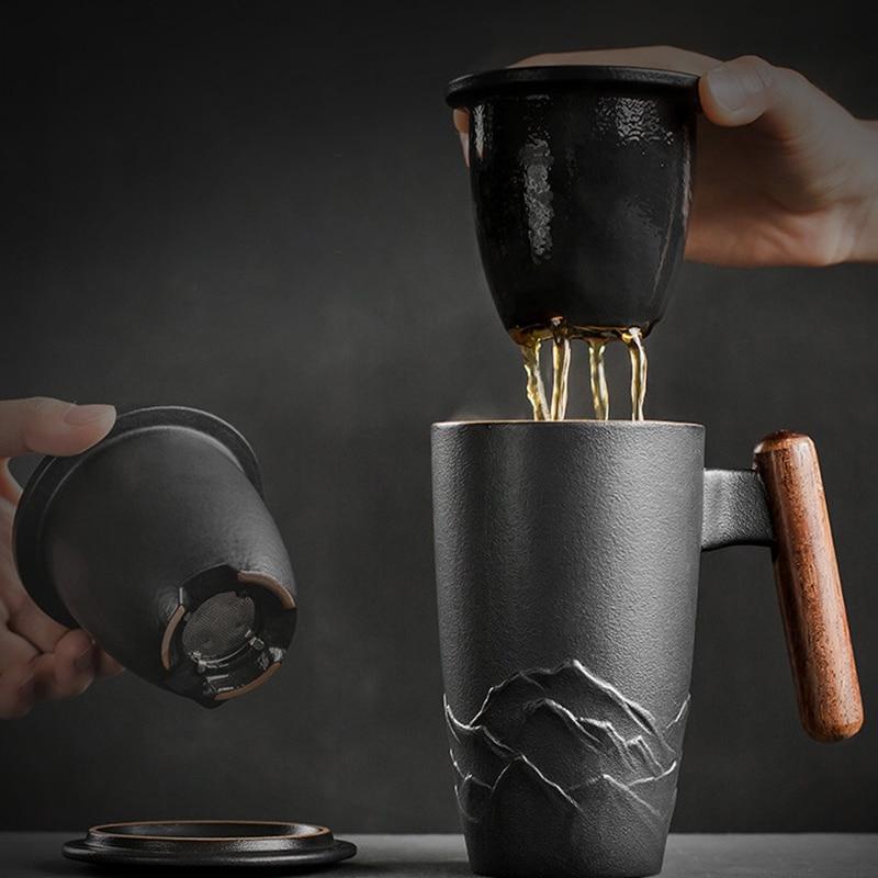 Artisan Glass Tea Mug with Infuser and Lid
